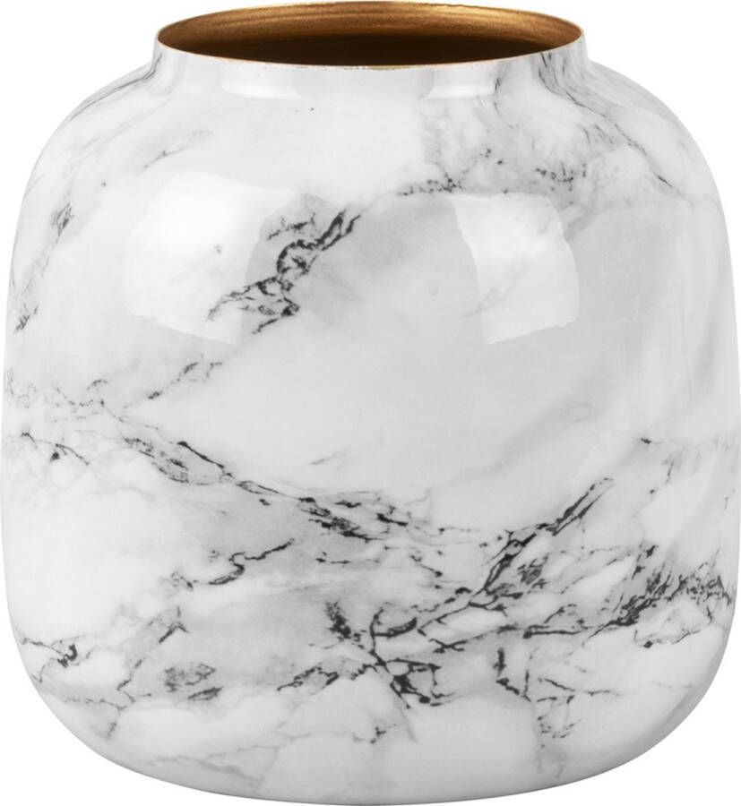 Present Time Vaas Marble Look Wit 17 5x17 cm Modern Scandinavisch
