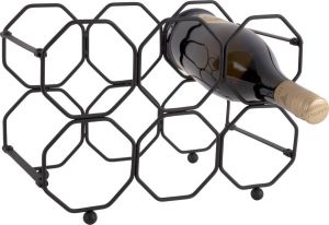 Present time pt Wijnrek Honeycomb IJzer Zwart opvouwbaar 31x16 5x22cm