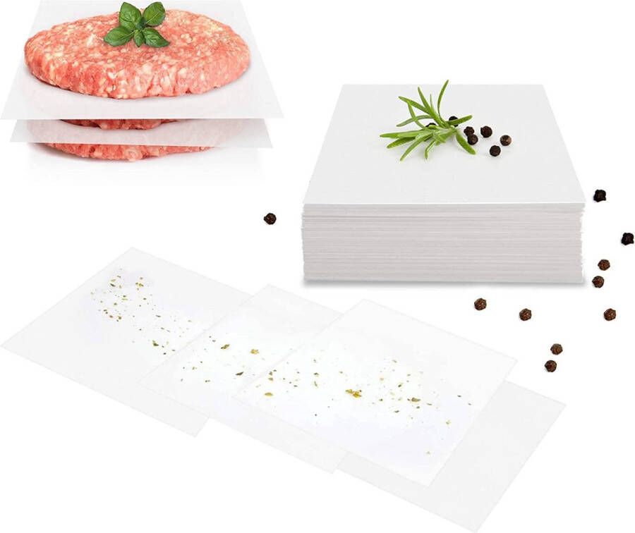 PRETEX GOURMEO Burger Papier Sheet Bakpapier voor Burgerpers 14 x 14 cm 500 st. Bakpapier met antiaanbaklaag voor perfecte hamburgers cheeseburgers om te grillen