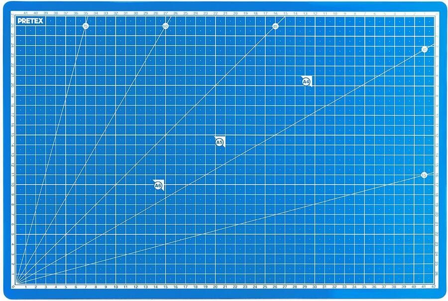 PRETEX Snijmat A3 zelfherstellend metrische indeling naaionderlegger snijonderlegger knutselonderlegger 45 x 30 cm hoekmaten 15 ° – snijmat