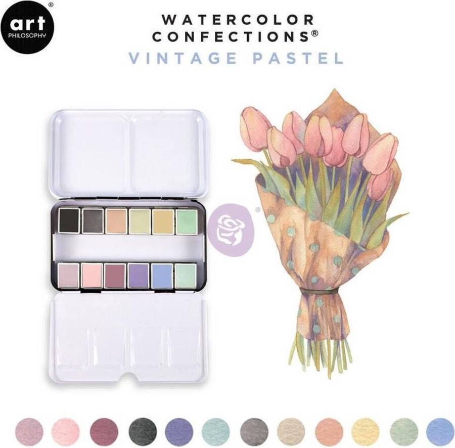 Prima Marketing Watercolor Confections Aquarelverf Vintage Pastel set van 12 kleuren