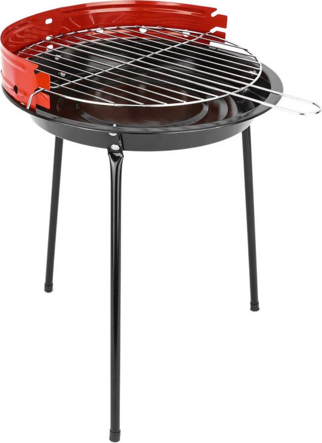 Primematik Ronde houtskoolbarbecue 33x45 cm op pootjes BBQ rooster voor tuin en camping