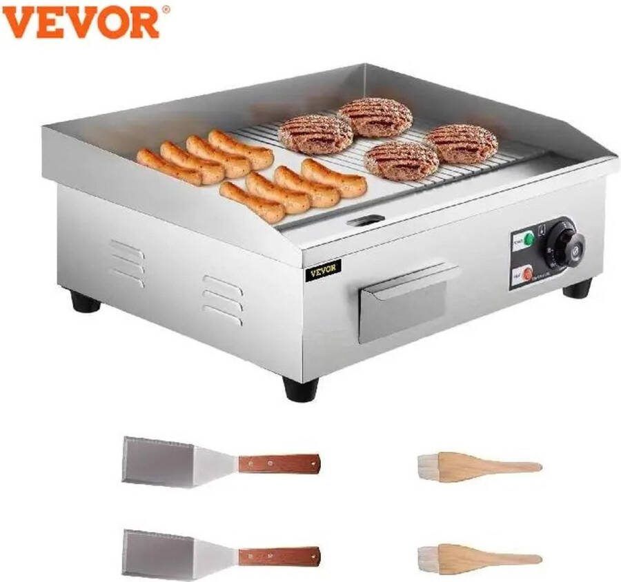 PrimePicks Elektrische Grillplaat Elektrische Bakplaat Teppanyaki Bakplaat RVS 45.5x40x21 cm