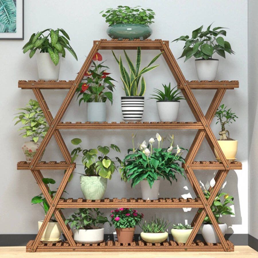PrimePicks Plantenrek Plantentafel 8 Tier Indoor Hout 94x25x106cm