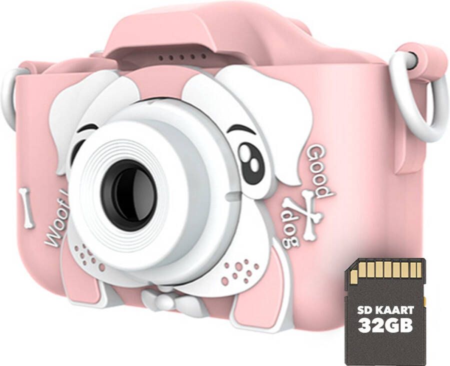 PrimePlus PrimePlay Digitale HD Kindercamera Met 32 GB Micro SD Card Speelcamera Roze Fototoestel 2 7 inch Scherm Vlogcamera met 1080p videofunctie