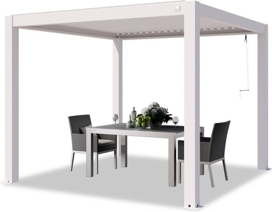 PRIMEYARD Pergola 3x3 m staanders van aluminium met aluminium lamellendak paviljoen wit
