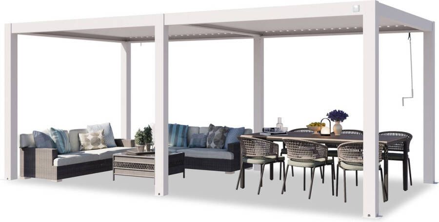 PRIMEYARD Pergola 3x6 m staanders van aluminium met aluminium lamellendak paviljoen wit