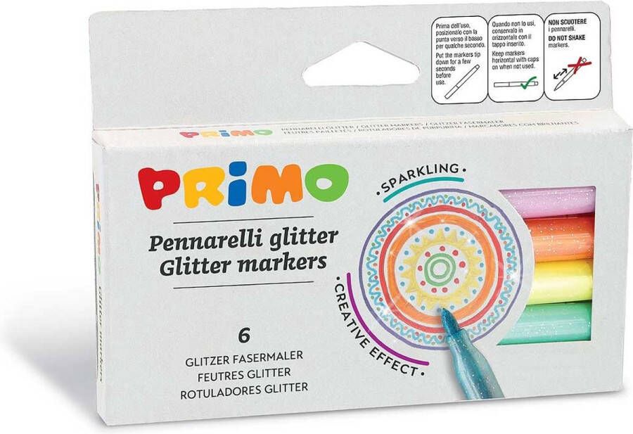 PRIMO 6 Viltstiften Glitter ø2mm In Doos