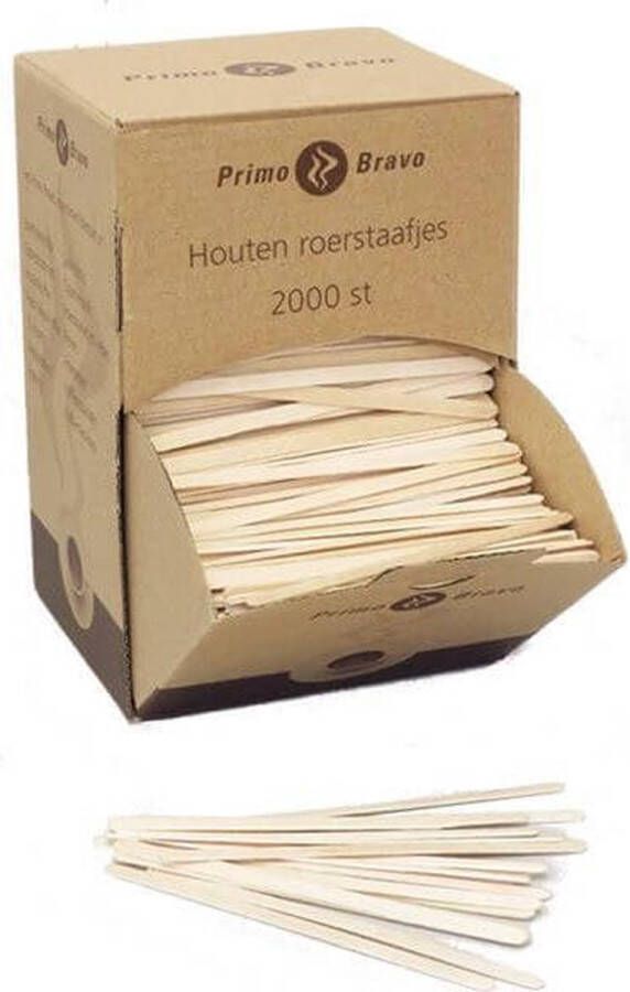 Primo Bravo Houten Roerstaafjes Dispenser 2000 stuks 11cm