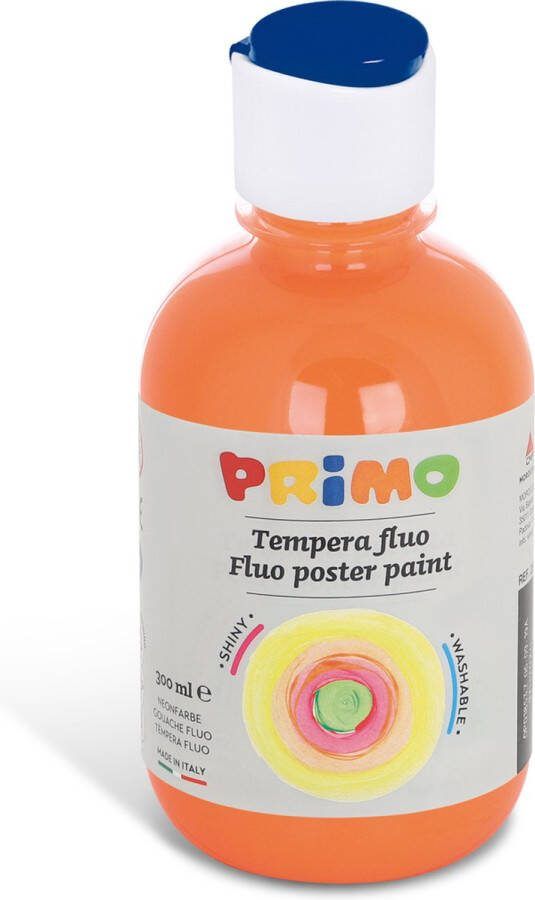 PRIMO Kant-en-klare FLUO plakkaatverf flacon 300 ml met stroomregelingsdop oranje