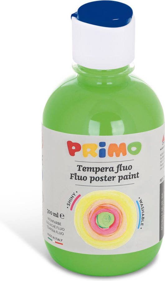 PRIMO kant-en-klare FLUO plakkaatverf fles 300 ml met stroomregelingsdop heldergroen