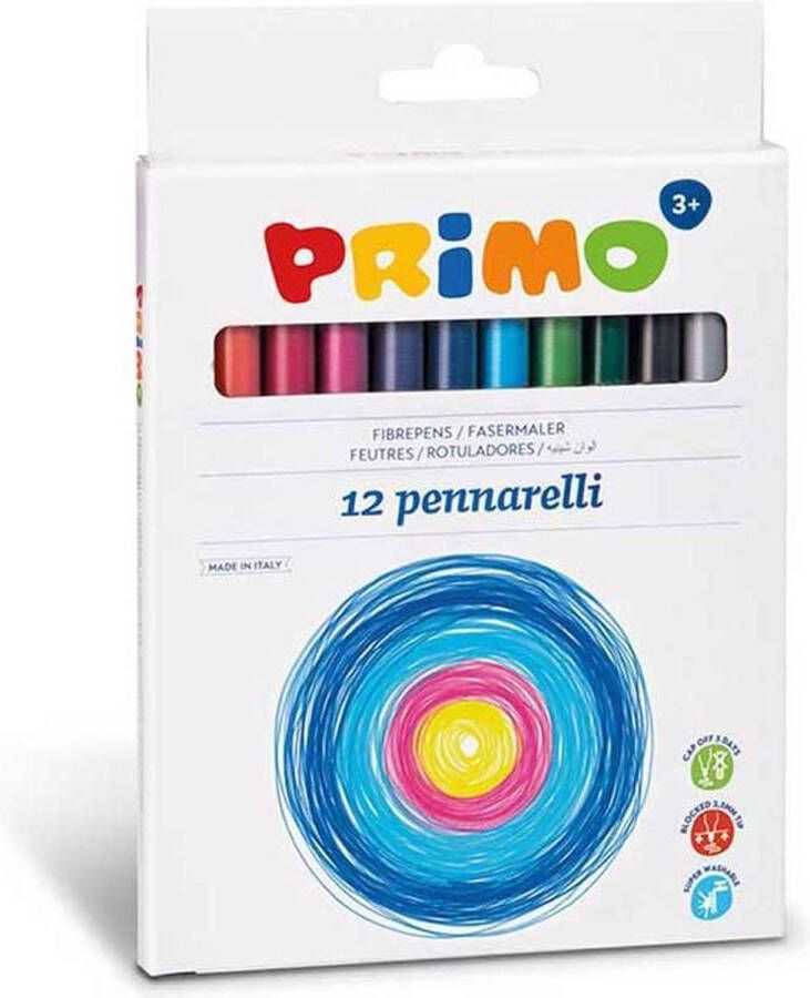 PRIMO viltstiften 12 kleuren puntdikte 2 5mm