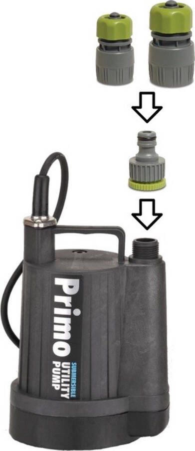 PRIMO Vlakzuiger dompelpomp 4800 l u pompt tot 3mm opvoerhoogte 7 meter wateroverlast KIT incl koppelingen kelderpomp