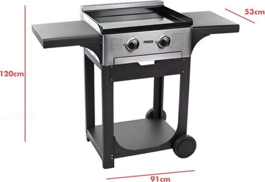 Princess 105055 FR Gasbakplaat met Trolley RVS Zwart