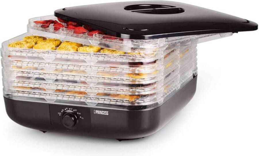 Princess 112380 Voedseldroger – 6 Lagen – Regelbare temperatuur 40C tot 70C Dehydrator Droogoven Fruitdroger 350W