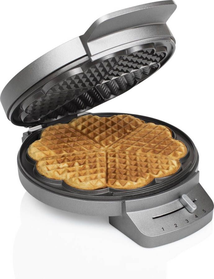 Princess 132380 Wafelijzer – 5 hartjeswafels Regelbare thermostaat – 5 standen Anti aanbaklaag 1200W Gaufrier Suikerfeest