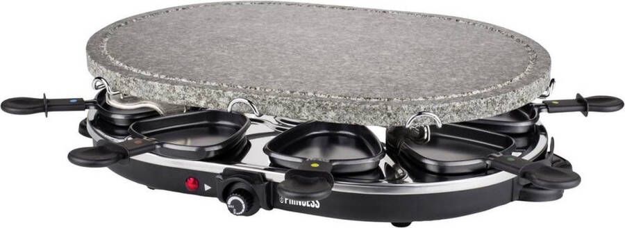 Princess Gourmetstel 162720 Oval Steengrill & Raclette Party – 8 personen 2 meter snoer Regelbare thermostaat 1200W 8 pannetjes
