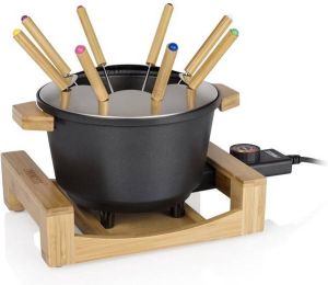 Princess 173025 Fondue Pure Black – Elektrische Fonduepan – 1.5 liter 8 Fonduevorkjes