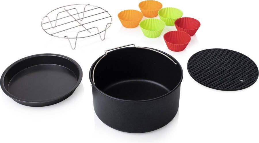 Princess 182012 Airfryer Accessoireset 10-delig Accessoire voor heteluchtfriteuse Grillrek Pizzapan Muffinset Bakblik Siliconen onderzetter