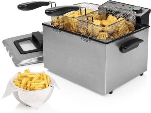 Princess 185000 Frituurpan – Grote friteuse met 3 manden Koude zone – Krachtig 3270 Watt – Inhoud 5 liter