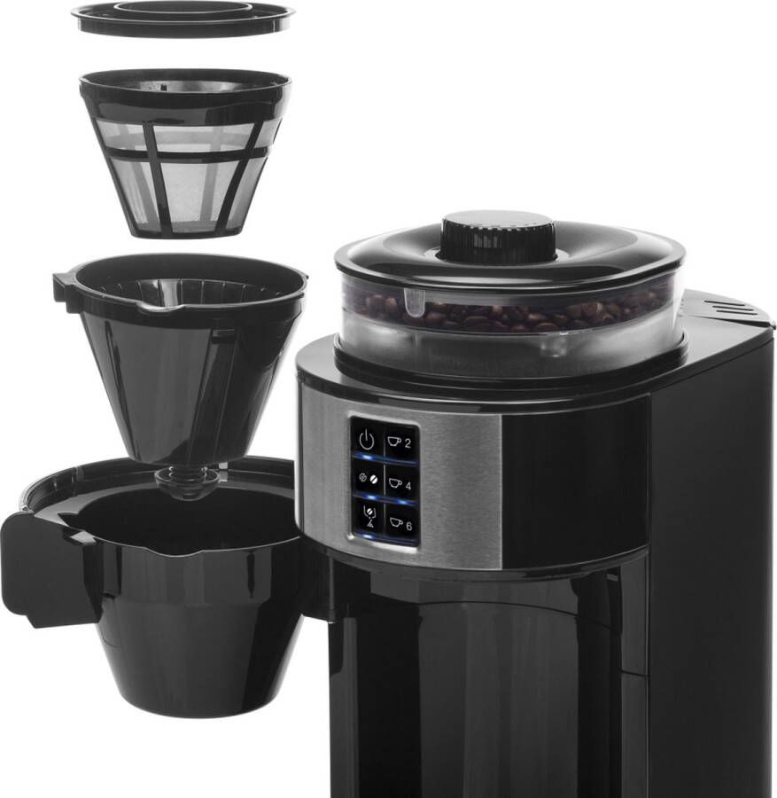 Princess 249408 Koffiezetapparaat Compact Deluxe – 2 tot 6 koppen – Ingebouwde bonenmaler