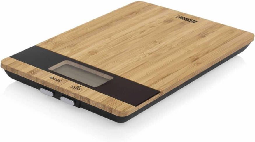 Princess 492944 Keukenweegschaal – Digitaal Stijlvol bamboe – 1g tot 5kg Tarra functie