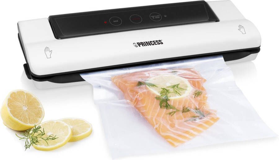 Princess 492960 Vacumeermachine – Inclusief vacuumrol Wit Ideaal om levensmiddelen luchtdicht te verpakken Vacumeerapparaat Vacuum Sealer