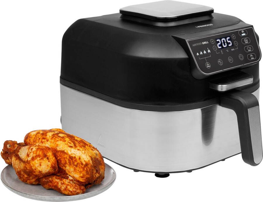 Princess 182092 Airfryer Grill- 2 in 1 Grill en Hetelucht Friteuse Airfryer XXL Temperatuurmeter Groot 5.6 liter 265 graden 4 voorgeprogrammeerde programma's