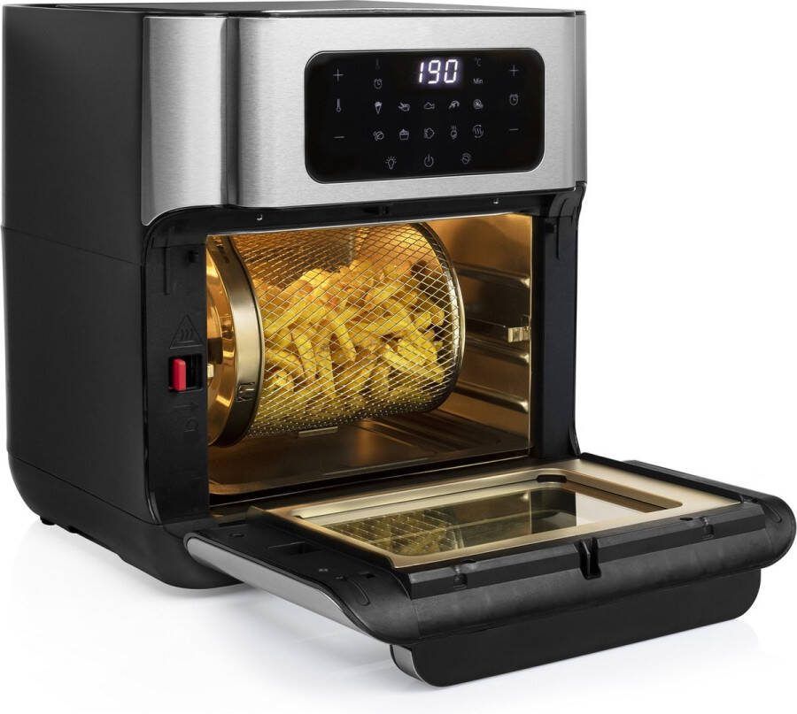 Princess Airfryer Oven 182065 Heteluchtfriteuse en Oven in één Groot 10 liter 3 bakplaten RVS
