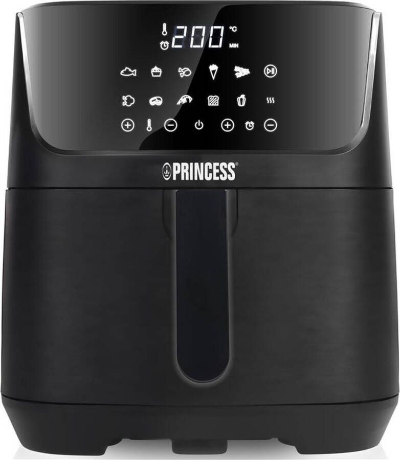 Princess Airfryer XXL Airfryer 01.182061.01.001 Digital Aerofryer met handige devider Groot 6 5 L Braden grillen bakken roosteren én frituren Digital Touch Screen 10 Automatische programma's zwart Inclusief gratis receptenboek