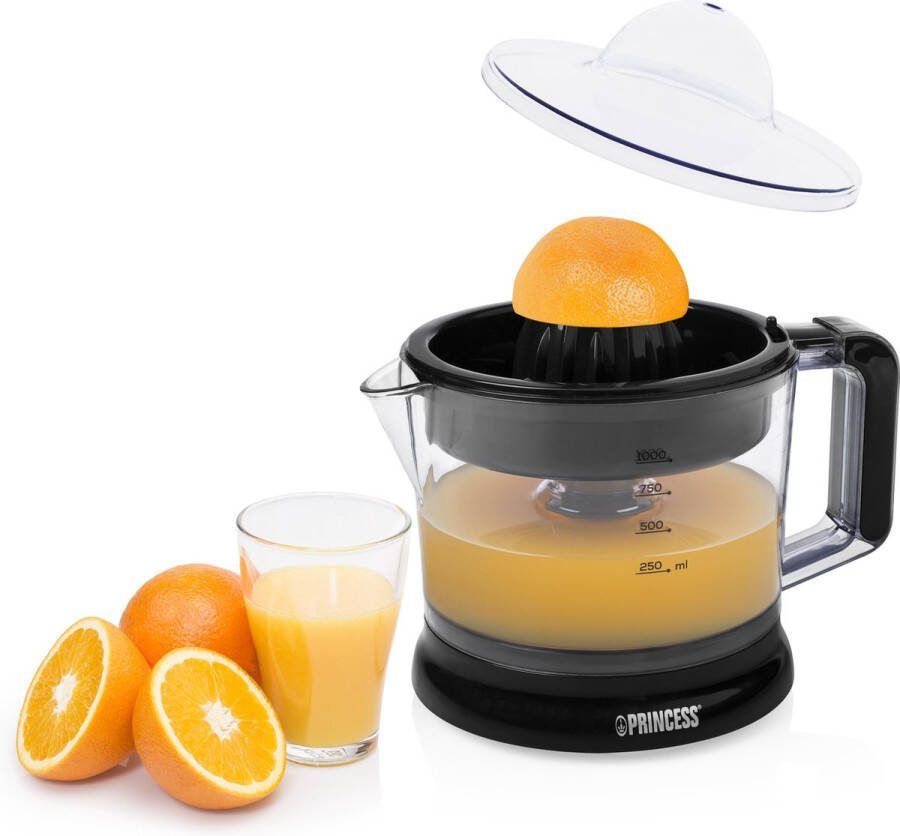 Princess Citruspers 201004 – Elektrische Citruspers – 1 liter Instelbaar pulpfilter Zwart