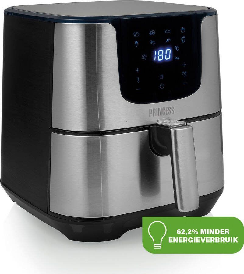Princess Digitale Airfryer Deluxe XXL 182060 – Heteluchtfriteuse 5.5 liter 8 voorgeprogrammeerde programma s Inclusief airfryer mandje RVS