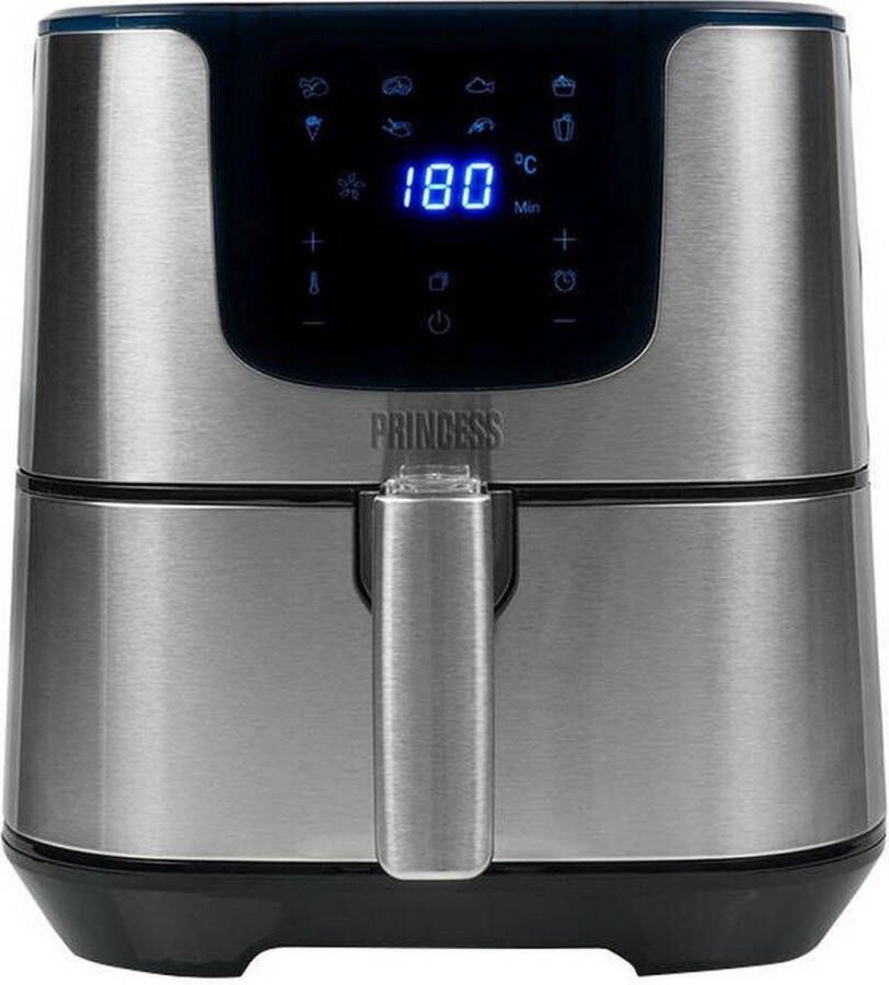 Princess Digitale Airfryer Deluxe XXL 182060 – Heteluchtfriteuse 5.5 liter 8 voorgeprogrammeerde programma s Inclusief airfryer mandje RVS