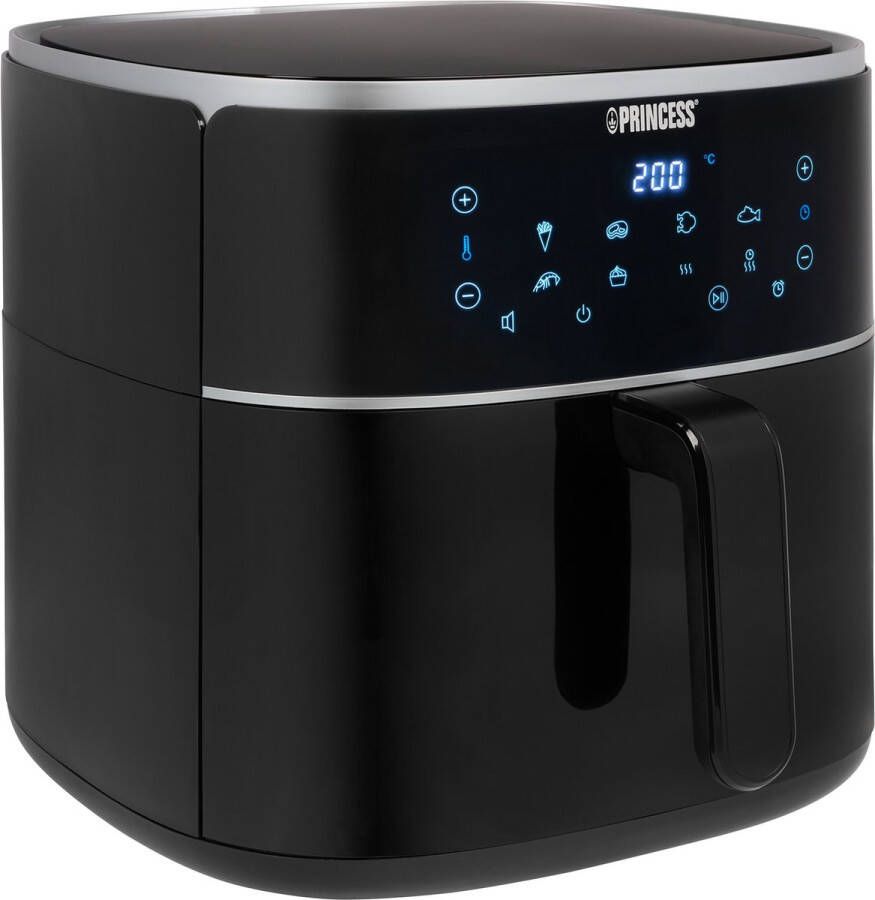 Princess Digitale Airfryer XXL 182254 Heteluchtfriteuse Inclusief in hoogte verstelbaar Grillrack Groot 8 Liter Digital Touchscreen 8 Automatische Programma's 1800W Zwart