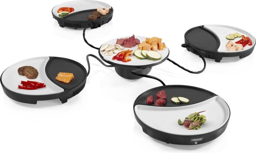 Princess Dinner4All 103080 Gourmetstel Grill & Bakplaat Extra lang 2 meter snoer 4 personen Uitbreidingsset beschikbaar