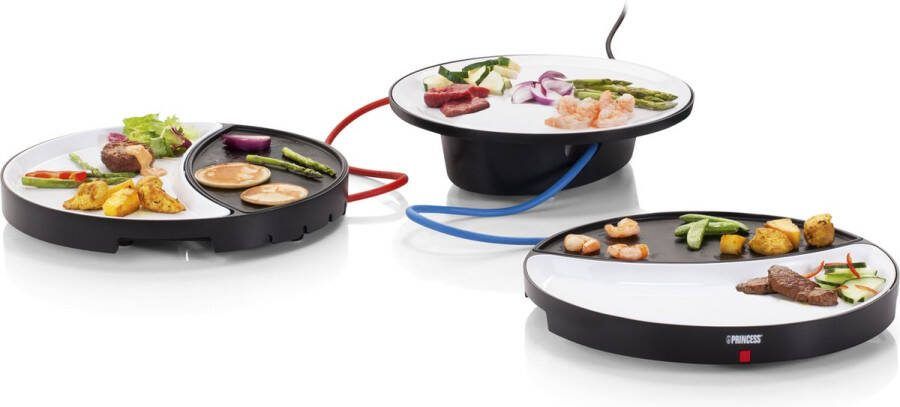 Princess Dinner4All 103082 Gourmetstel 2 Personen Grill & Bakplaat Extra lang 2 meter snoer