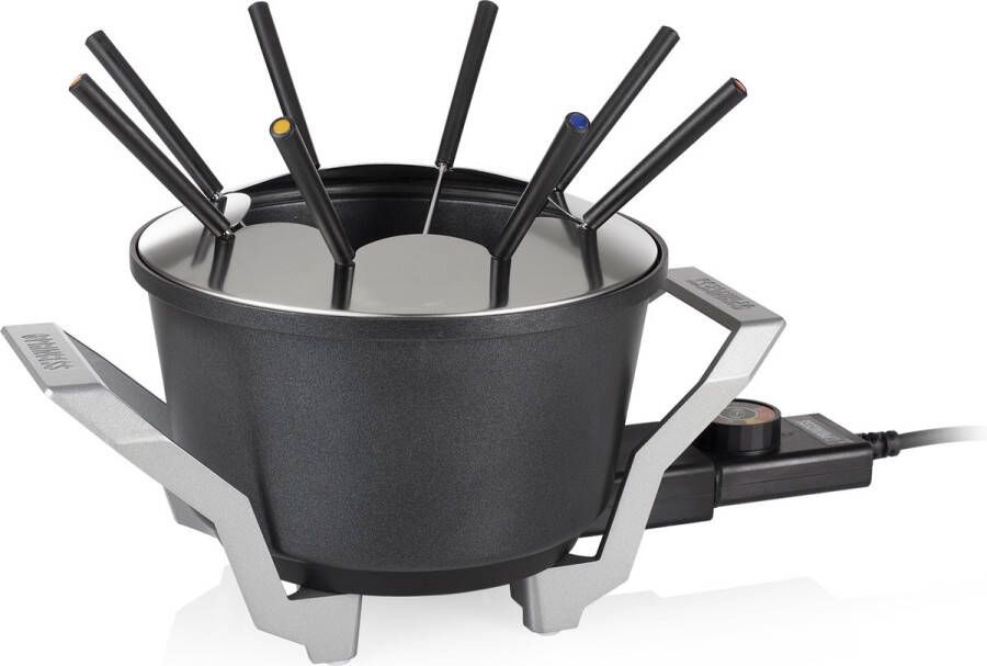 Princess Fonduepan 173100 – Elektrische fondueset 8 personen Geschikt voor kaas olie chocolade en bouillon 2 meter snoer Regelbare thermostaat 1.5 liter