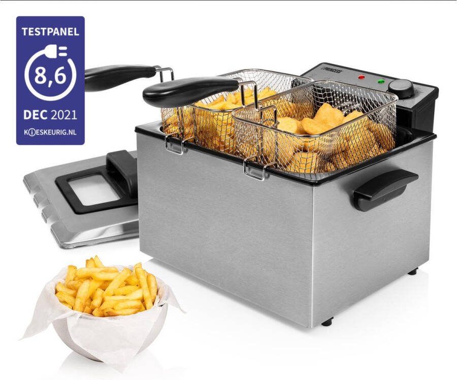 Princess Frituurpan 185000 – Grote friteuse met 3 manden 5 liter Koude zone