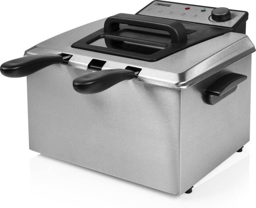 Princess 185000 Frituurpan – Grote friteuse met 3 manden Koude zone – Krachtig 3270 Watt – Inhoud 5 liter