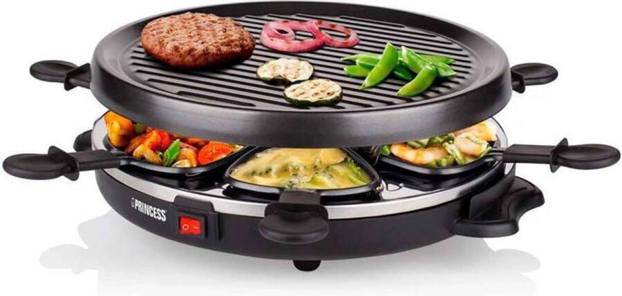 Princess Gourmetstel 162725 Raclette Grill Party – 6 personen – Anti aanbaklaag Rond model
