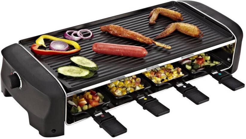 Princess Gourmetstel 162840 Raclette Grill and Teppanyaki Party 8 personen 2 meter snoer Regelbare thermostaat 1400W Omkeerbare bakplaat en grillplaat