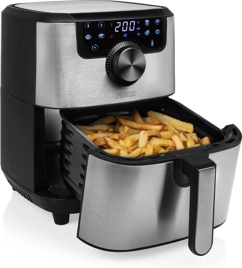 Princess Smart Airfryer 182037 Heteluchtfriteuse WiFi 4 5 liter 8 programma's Digital Touchscreen 1500 W RVS