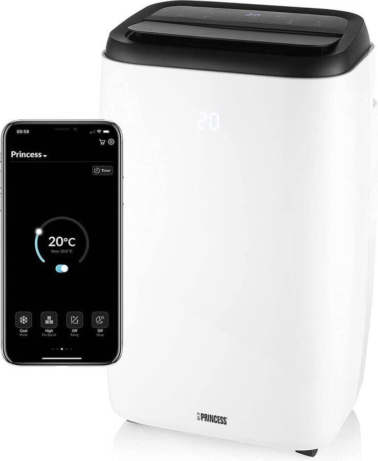 Princess Smart mobiele Airconditioner 12000 Bedienen met Smartphone en App touchscreen inclusief afstandsbediening -12000 BTU [Energieklasse A]