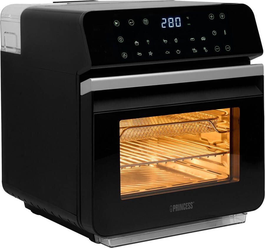 Princess Steam Airfryer Oven 182085 Heteluchtfriteuse Groot 10 liter 12 voorgeprogrammeerde programma's Inclusief airfry-rek bakplaat en grillrooster Zwart