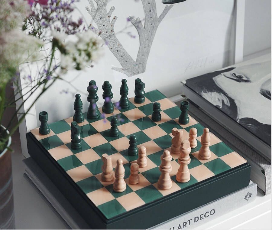 Printworks The Art Of Chess Luxe Schaakspel Design Spel Decoratief groen wit