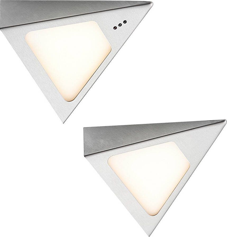PRIOS kastverlichting- met dimmer 2lichts roestvrij staal kunststof H: 4 cm roestvrij staal Inclusief lichtbronnen