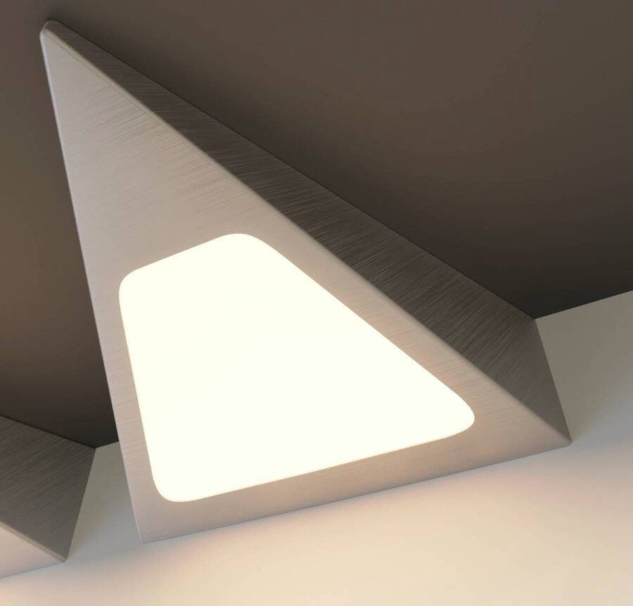 PRIOS kastverlichting- met dimmer 3 lichts roestvrij staal kunststof H: 4 cm roestvrij staal Inclusief lichtbronnen