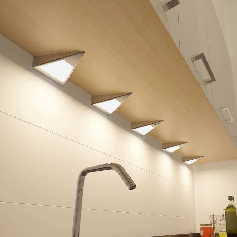 PRIOS kastverlichting- met dimmer 5lichts roestvrij staal kunststof H: 4 cm roestvrij staal Inclusief lichtbronnen