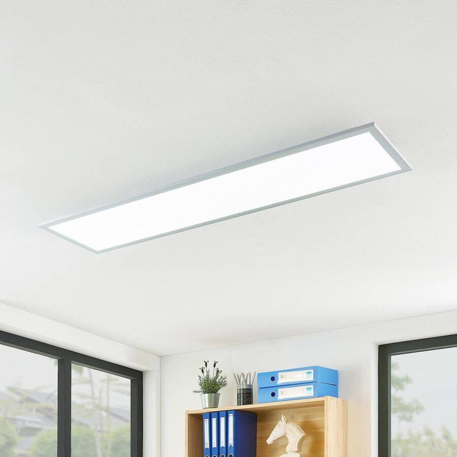 PRIOS LED paneel- met dimmer 1licht Kunststof aluminium H: 5.2 cm wit zilver Inclusief lichtbron