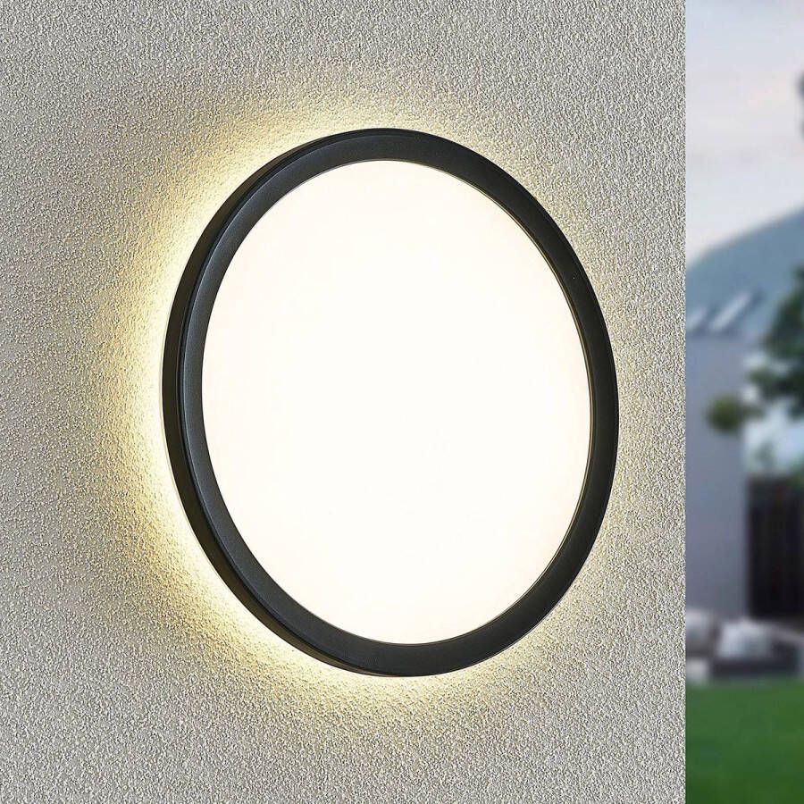 PRIOS LED wandlamp buiten 1licht kunststof zwart wit Inclusief lichtbron